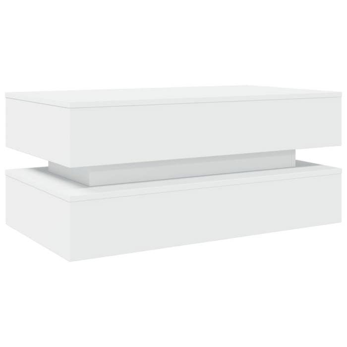 VidaXL Table Basse avec Lumières LED, Table d'Appoint, Bout de Canapé, Meuble de Salon Salle de Séjour, Moderne, Blanc Bois 839861