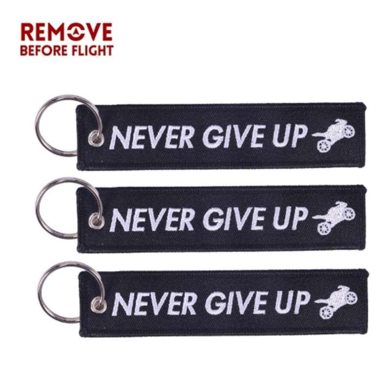 Remove Before Flight Keychain Never Give Up Letter Motor Key Rings Fashion Jewelry