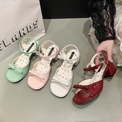 Модная Ретро Женская Обувь Прозрачные Каблуки 2025 Лето Открытый Носок Высокие Сандалии Женские Оригинальные Пип Высокий каблук Новый Блок Снаружи Бант