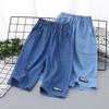 Детские легкие укороченные шорты из хлопкового денима Tencel, летние шорты для мальчиков, средние и большие, для детей