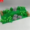 Нетоксичные кубики Moc Плотный Лес Джунгли Сцена с кустами Тигр Лев Среда обитания диких животных Дерево Растение Строительные блоки Собранные Детские игрушки