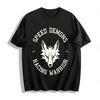 Speed Demons Воин-гонщик с головой волка Графическая повседневная футболка Хлопковая футболка