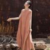 Women Vintage Dresses Stand Sleeveless Robes Summer Tie-dye Chinese Style A-line Dress