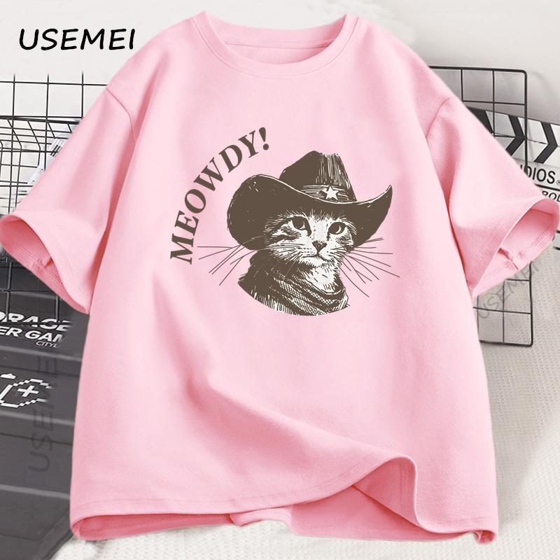 Meowdy Cowboy Cat Tshirt Unisex Vintage Cowboy Cat Tshirt 90s Funny Cute Kitten Country Western Printed Tshirt Streetwer Tops