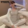 Women's Slim Warm Suit Autumn and Winter Bodycon Lace Casual Long Sleeve Female Warming Underwear Set