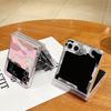Transparent Phone Case For Samsung Galaxy Z Flip5 Flip4 Flip3 Cow Pattern Clear Folding Hard PC Cover For Samsung Z Flip 5 4 3