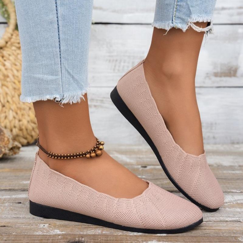 Fashion Women Round Toe Flats New Comfortable Ballet Shoes Casual Slip On Shallow Loafers Office Big Size Breathable Mesh Sneakers Women