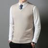 Men S V Neck Sleeveless Knit Pullover Vest Solid Color Casual