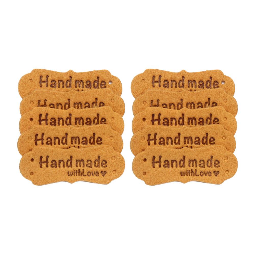 20PCS Handmade Hats Bags PU Leather Clothes Tags Garment Labels Label Hand Made With Love