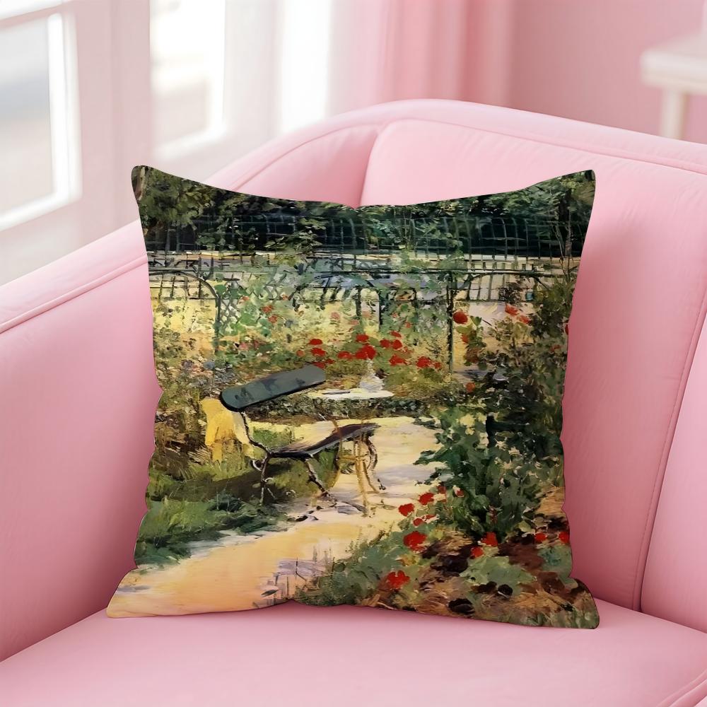 impressionism EEdouard Manet Cushion Cover Pillow Case Ultra Soft Skin Friendly Fabric Cloud Like Comfort Concealed Zipper