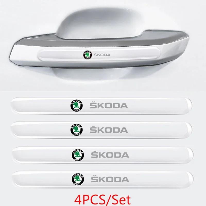 8PCS Transparent Car Door Handle Door Bowl Protection Sticker For Skoda Octavia Rapid Kodiaq Fabia 2 A7 Tour RS Superb Kamiq xkbf53