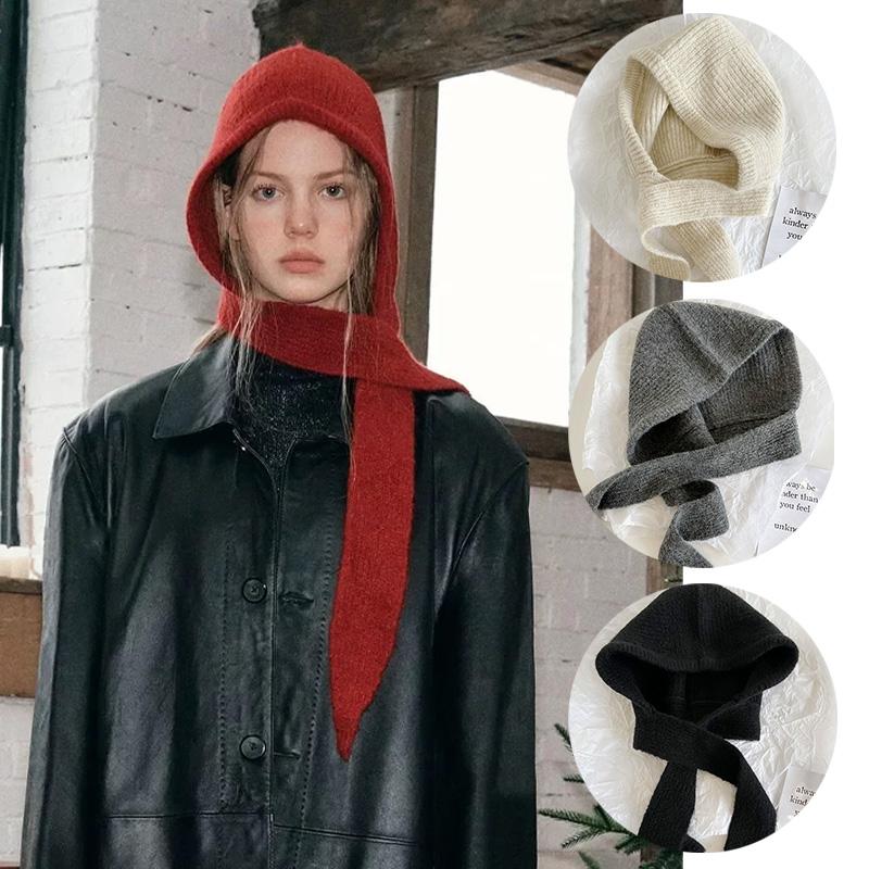 1 шт. Вязаная теплая балаклава Зимняя шерстяная Ретро защита ушей Шарф Хлопковые смеси