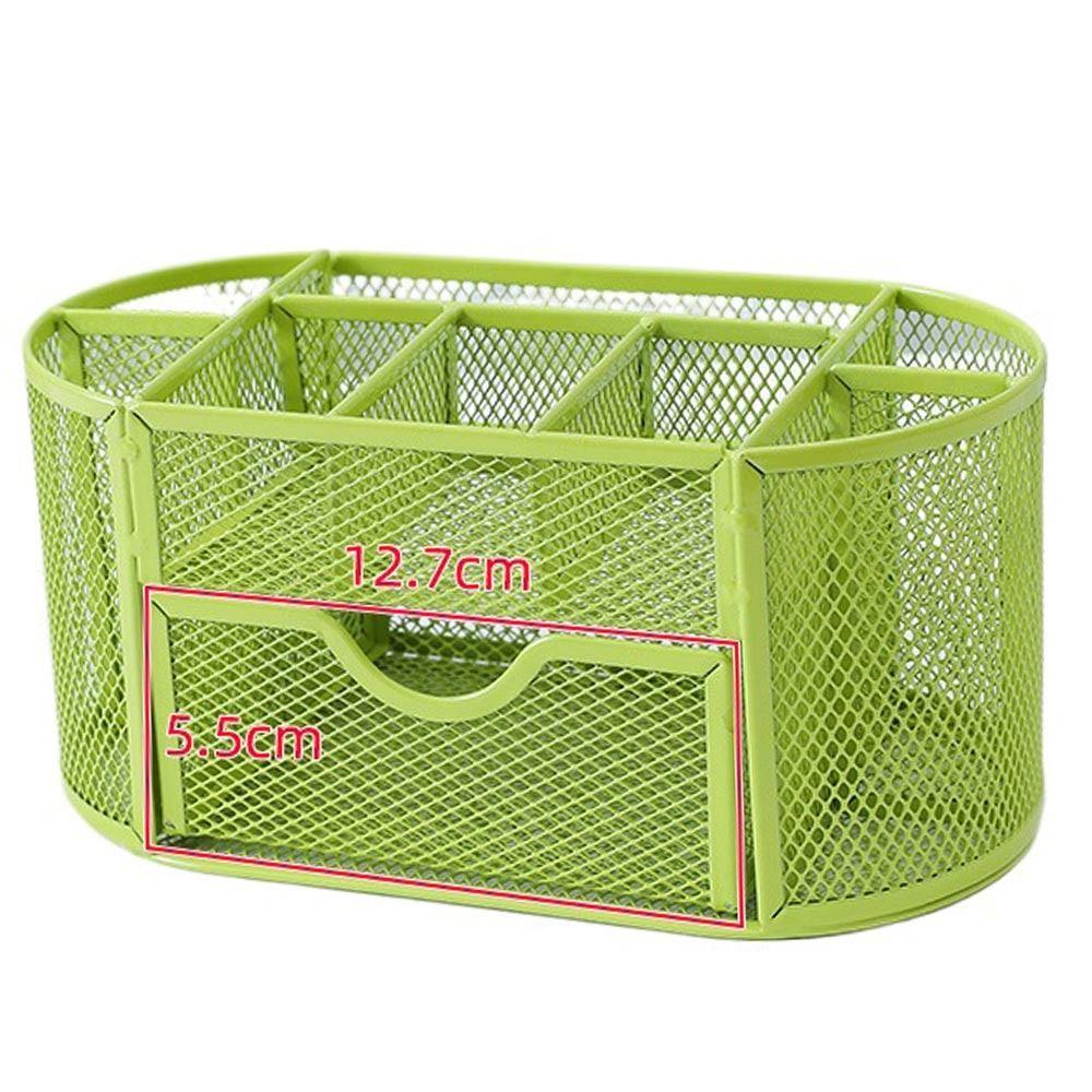 Высокое Качество С Ящиком Коробка для Хранения Настольный Органайзер Контейнер для Канцелярских Принадлежностей Металлическая Сетка Подставка для Ручек