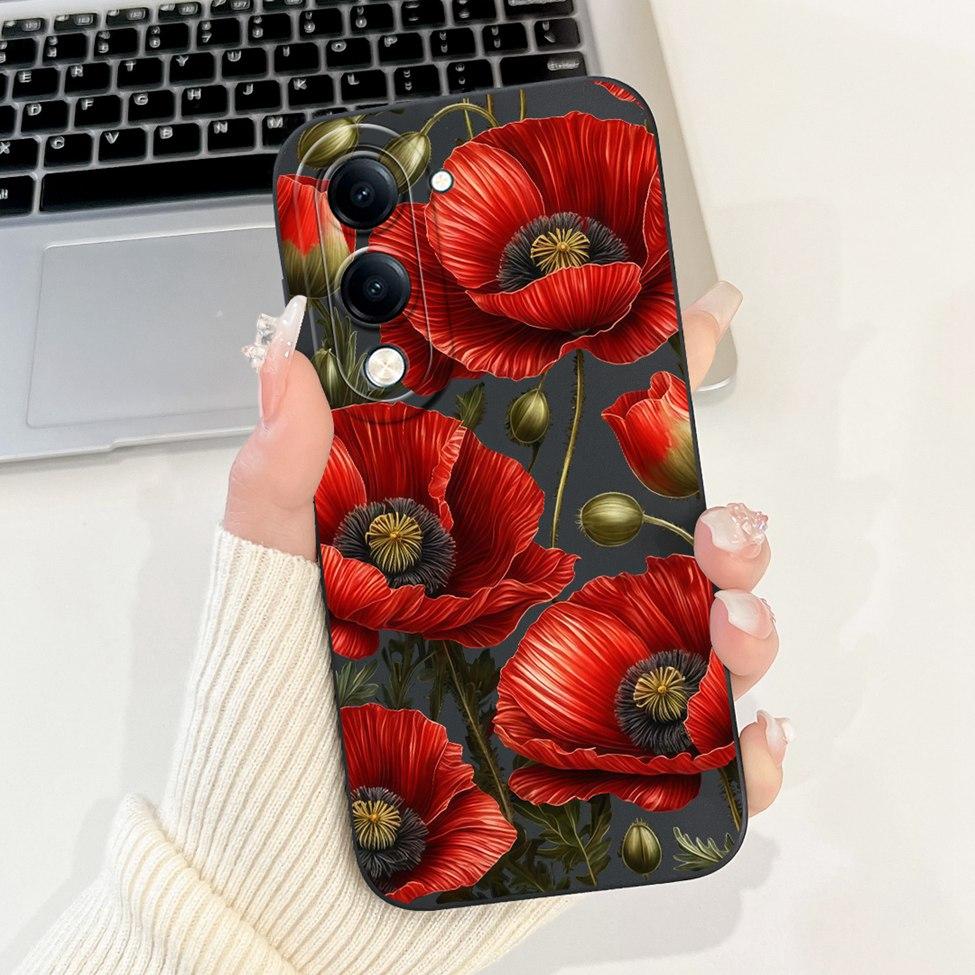 For Vivo Y04 Case V2430 Silicone Cute Cat Fashion Butterfly Flowers Love Painted Back Cover For Vivo Y04 4G Phone Case Bumper