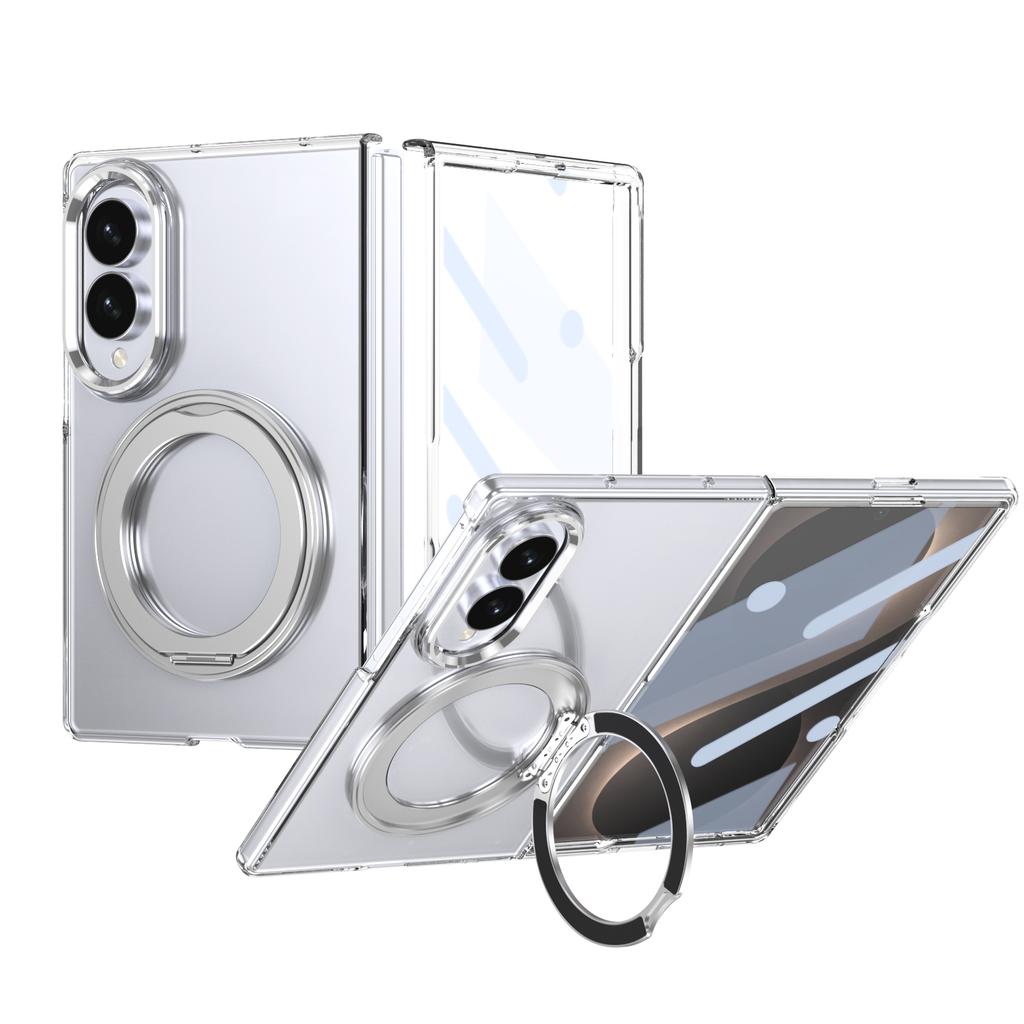 360°Rotating Magnetic Holder Phone Case for Samsung Galaxy Z Fold 8 7 6 5 4 Fold8Ultra for Magsafe Wireless Charging Clear Cover