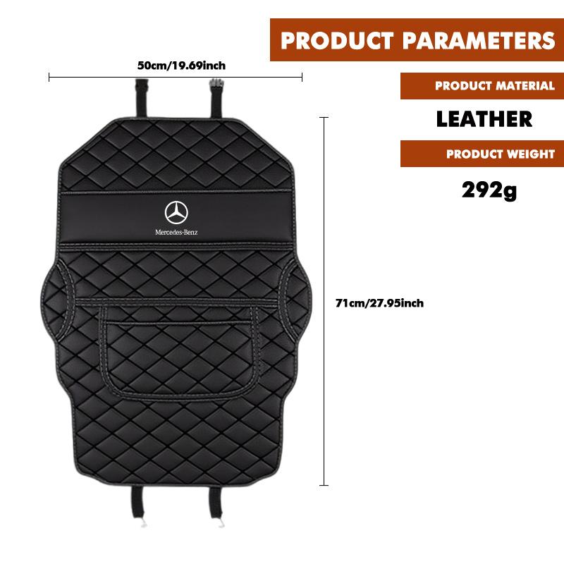 AABIB1 For Benz Car Logo Seat Back Protector Pad Leather Anti Kick Pads Anti Dirty Protect Mats AMG Exclusive A C E R V Class CLA CLS