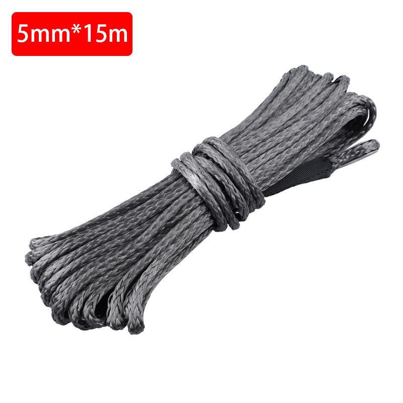 Высокопрочный канат из волокна 7700 фунтов для электрической лебедки, нейлоновый буксировочный ремень 5/6/7 мм x 15 м