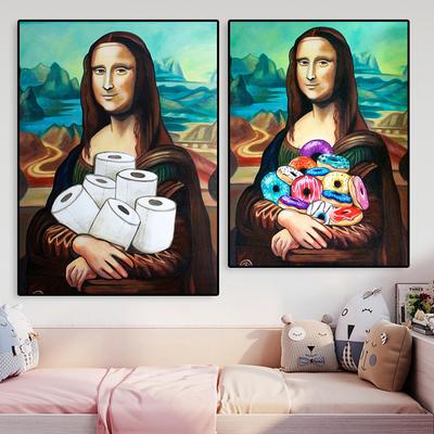 Забавная художественная картина на холсте Мона Лиза с принтом, настенная живопись для туалета, бумажный постер для ванной комнаты, украшение для дома, картина для гостиной, спальни