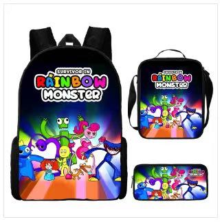 Трехсекционный набор Rainbow Friends, Ранец для учеников начальной и средней школы, Пенал с анимационными персонажами, Большая вместимость и износостойкость