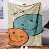 Two Smiling Faces with Words Smile.-Themed Blanket - Comfortable Flannel Fabric Hypoallergenic Suitable for All Seasons - Ideal fo