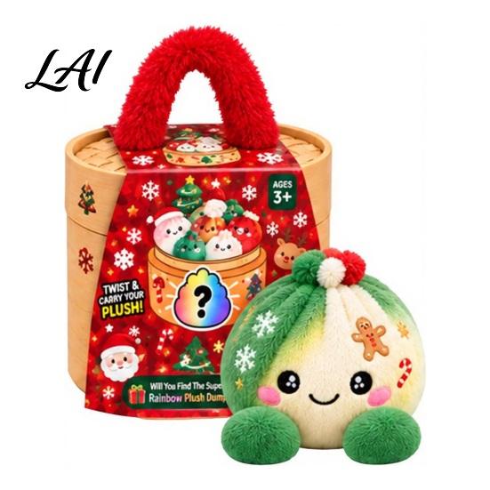 Office Desk Stress Reliever Christmas Plush Dumpling Toy with Steamer Giant Squeeze for Decoration Relief Stuffed Plushie Home Holiday