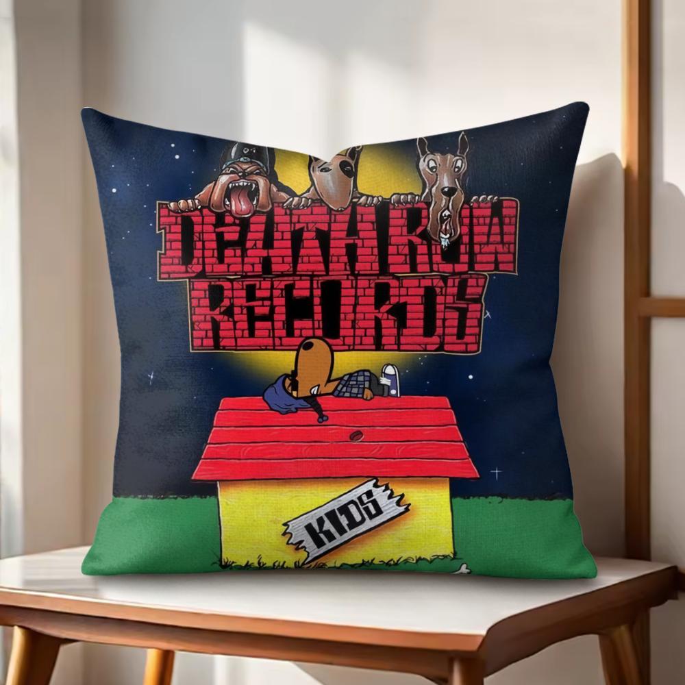Подушка с принтом DDeath Row Records Натуральный лен Органическая ткань Двусторонняя печать Наволочки для диванных подушек Декор для дома
