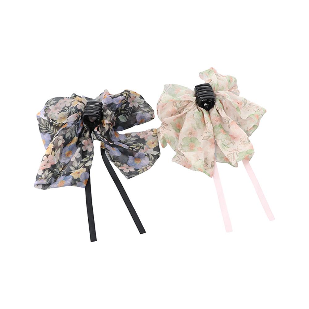Шифоновая заколка для волос с цветком в корейском стиле, заколка-бантик, лента-бантик, держатель для хвоста