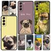 Мягкий ТПУ чехол для телефона Samsung Galaxy S25 S24 S23 S22 S21 Ultra S20 FE 5G S10 S10E Plus Милый мопс Черный чехол