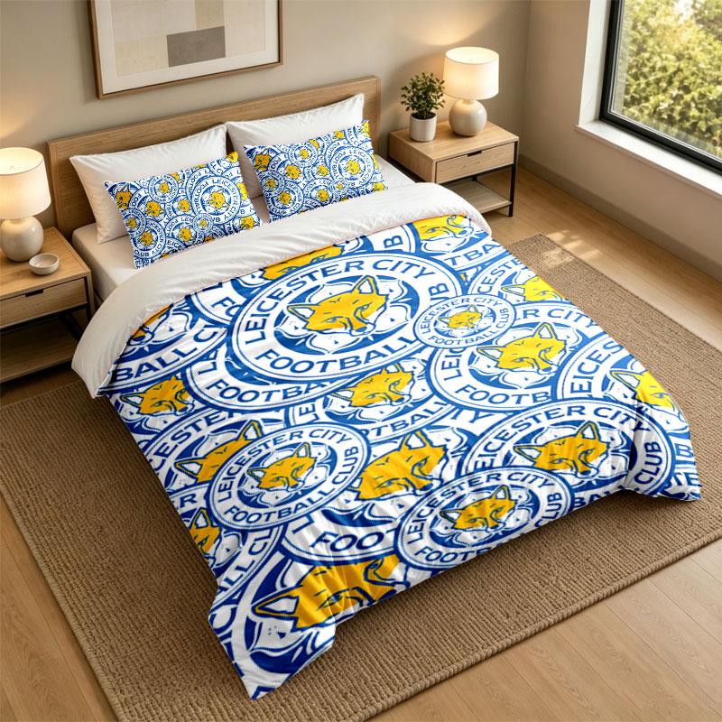3Pcs Bedding SetLeicester City Soft Bed Sheet and Two Pillowcases Home Bedroom Decor
