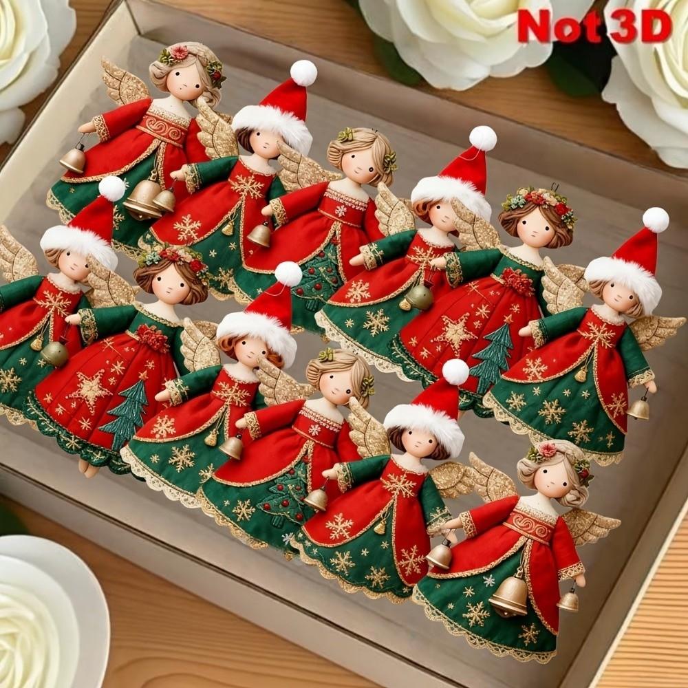 12pcs 2D Flat Christmas Tree Decor Wooden Home Decor Sweet Christmas Hanging Christmas Gift Giving