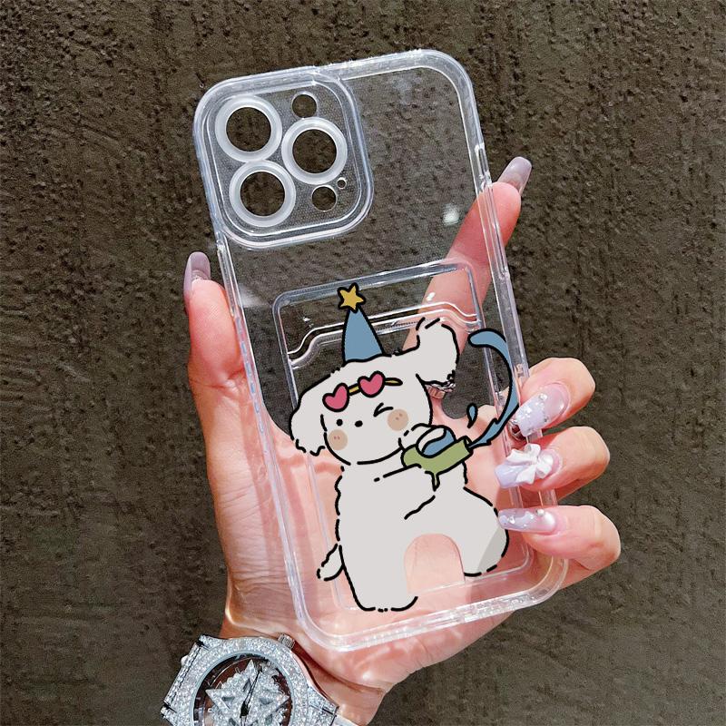 Силиконовый чехол-карман для карт для iPhone 17 16 14 Pro Max Samsung S23 S24 S25 Honor X8A Oppo Reno 10 11 12 Pro Чехол Прозрачный бампер для телефона