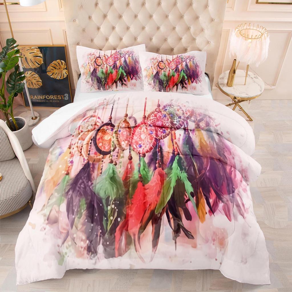 Комплект постельного белья Ловец снов Роскошное мягкое постельное белье для детей и взрослых 3D-печать Домашний декор Односпальный Двуспальный Полуторный Богема Комплект пододеяльника