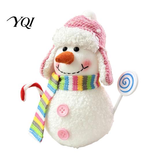 Warm White LED Hanging Decor Lighted Snowman Christmas Ornament with Knitted Hat, Light Cute Holiday Tabletop Pendant for Tree, Decorations Gift Kids