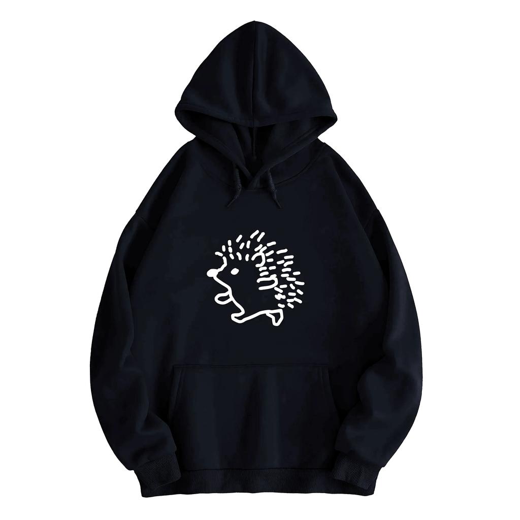 Мужская и женская повседневная толстовка-пуловер, модная повседневная толстовка на весну и осень с принтом ежа и надписью Line, большого размера