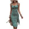 Женское летнее сексуальное платье с подтяжками и цветочным разрезом