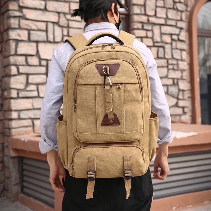 Backpack Men's Backpack Large Capacity Outdoor Rugged and Durable Backpack Canvas Short Trip Bag Luggage
