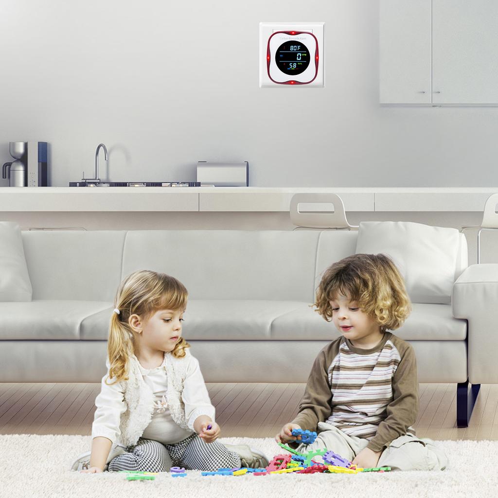 Carbon Monoxide Detectors Plug In Wall 3in1 CO Detector Humidity Temperature Meter with LCD