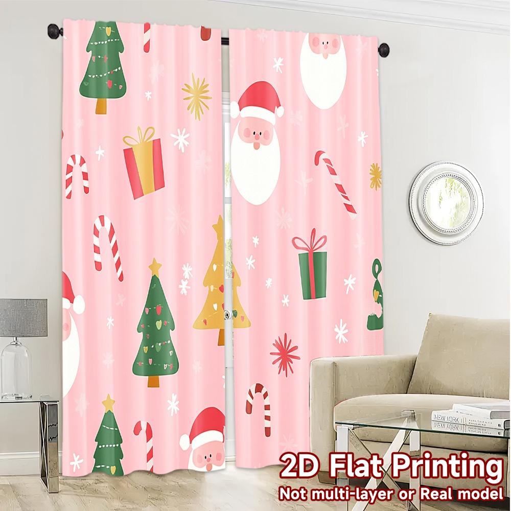 2pcs,Curtains Cute Christmas Elements (2) Pattern Chic Curtains Prints Light Filtering Curtains Versatile All Perfect for