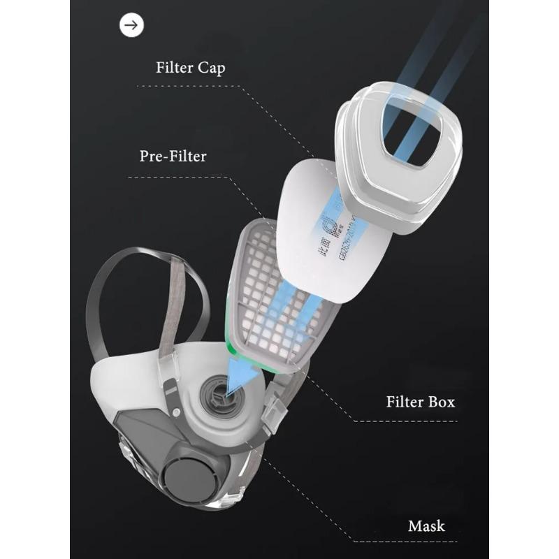 7-в-1, 6200 пыли, половина лица, многоразовый респиратор, двойные фильтры, PA-1, защитные очки для окраски, распыления, защита от работ