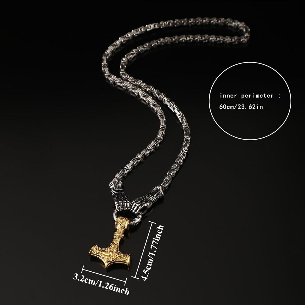 Популярный кулон-молот викингов на цепочке-королевской цепи - Ретро и смелый дизайн