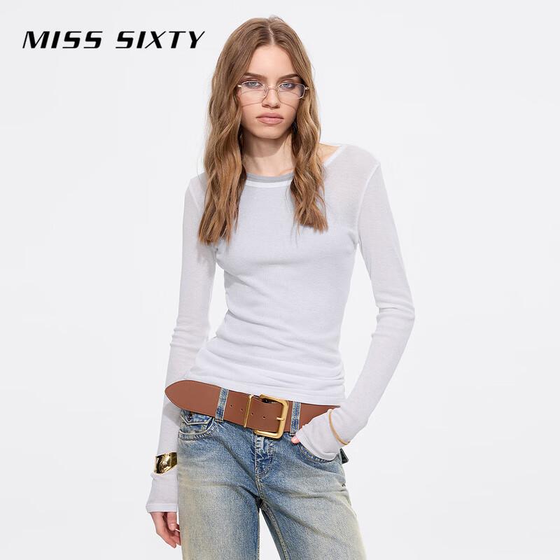 Miss Sixty Весна 2025 Приталенная двухслойная футболка с длинным рукавом
