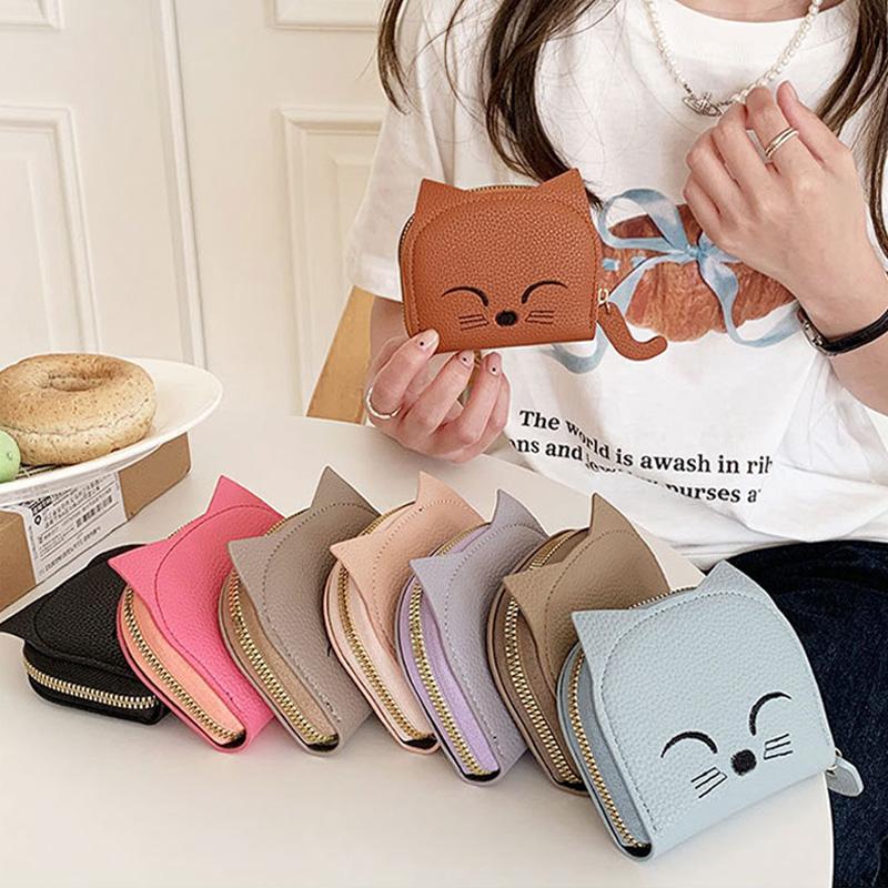 Кошелек на молнии с изображением кошки, легкий, многофункциональный, мини-держатель для кредитных карт, стильный женский кошелек для модных женщин