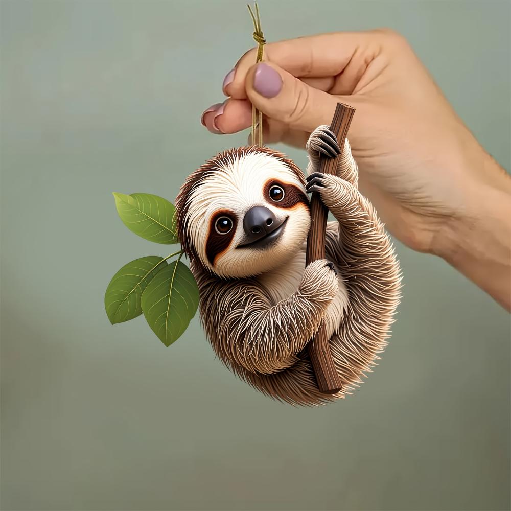 Милый кулон в виде ленивца: 2D акриловый брелок для зеркала автомобиля и домашнего декора - идеальный подарок на Рождество, День благодарения или любой другой праздник