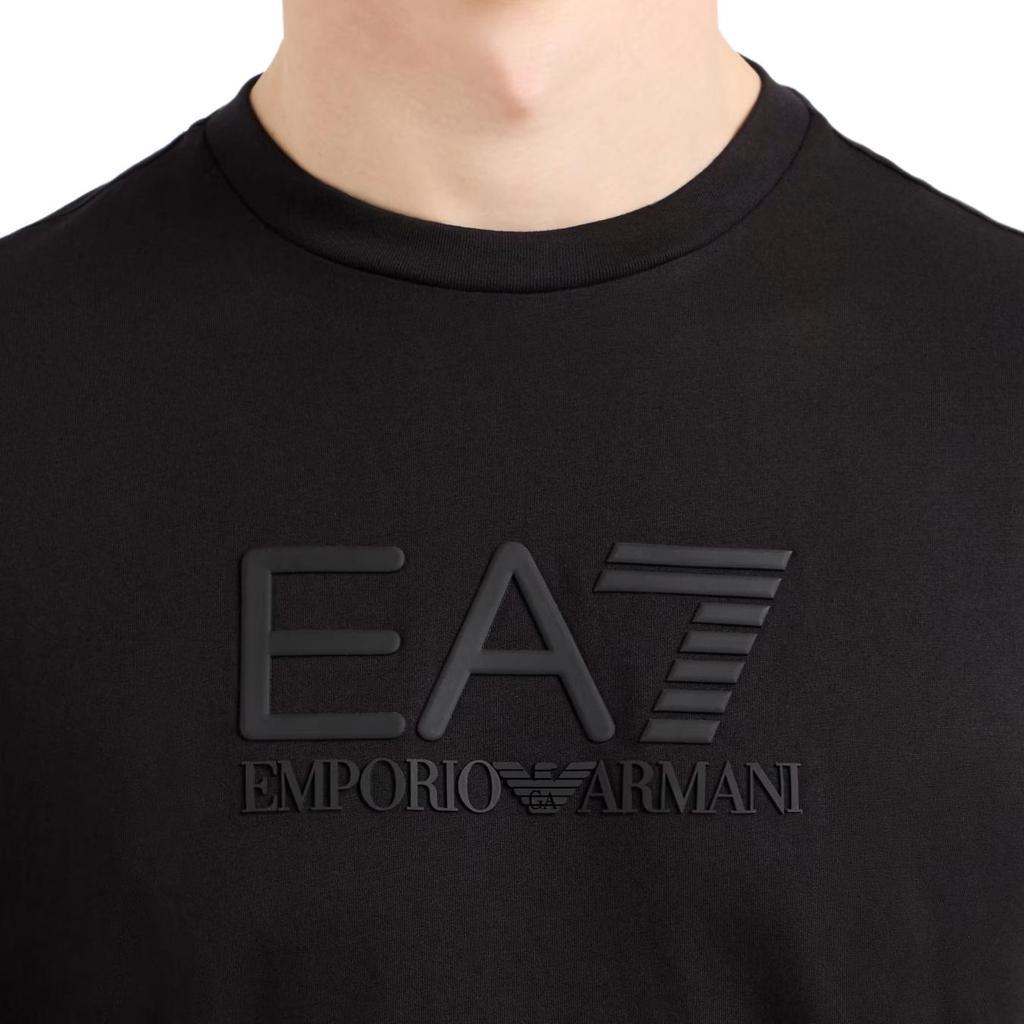 Emporio Armani Мужская однотонная футболка с длинным рукавом и круглым вырезом EA7, черный 7M000227-AF10373-UC001