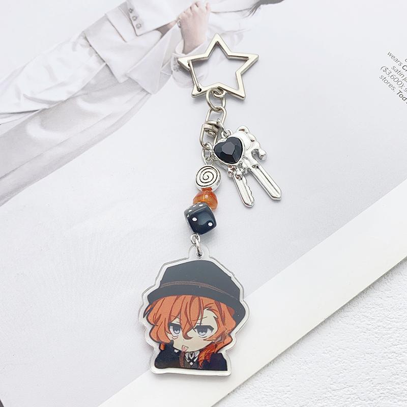 Аниме Брелок Bungo Stray Dogs Мультяшный персонаж Дадзай Осаму и Чуя Брелок Подвеска Украшение для рюкзака Косплей Подарки
