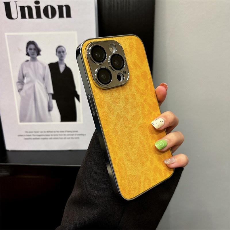 Роскошный кожаный чехол с леопардовым принтом и покрытием для iPhone 16 Pro Max 15 14 Plus 13 12 Pro 11, защитный чехол от падения с защитной пленкой для объектива