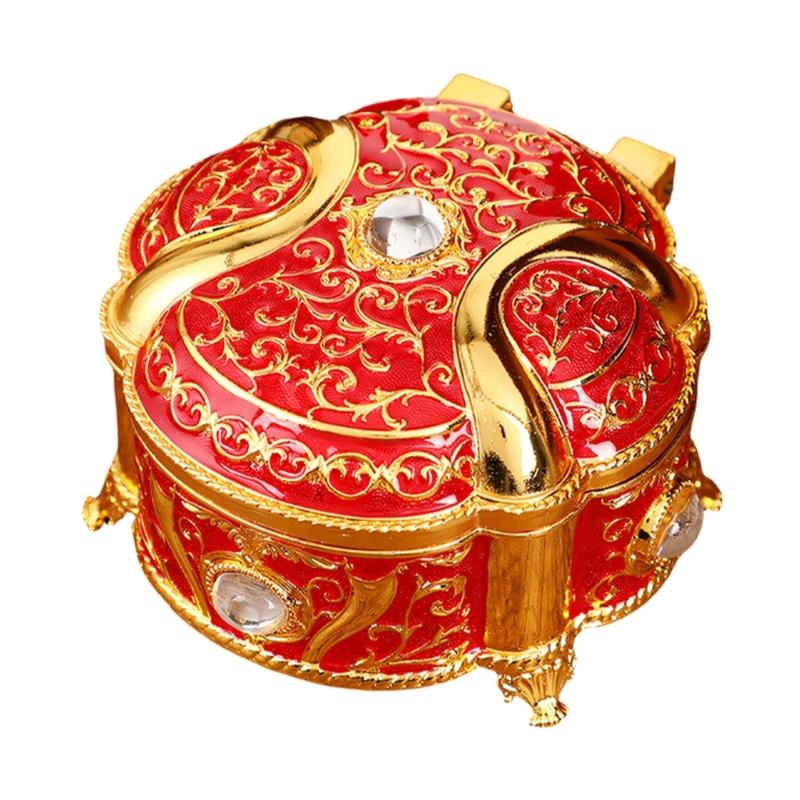 Decorative Enameled Metal Keepsakes Container For Home Office Organization Artistic Display Case Desk Organiser