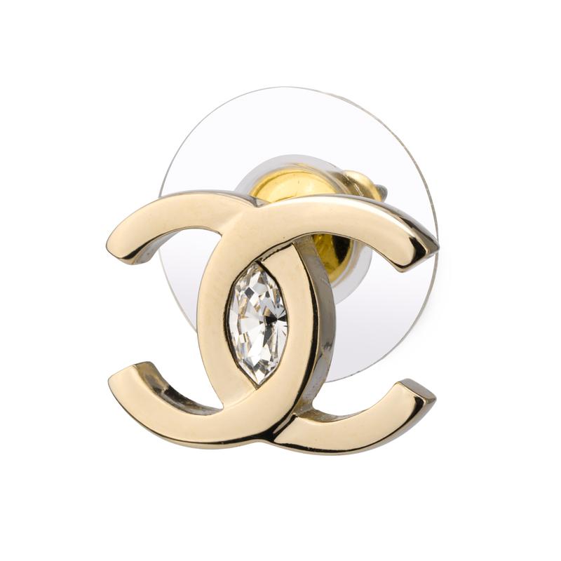 Chanel Серьги с бриллиантами Double C Женские Маленькие Золотые