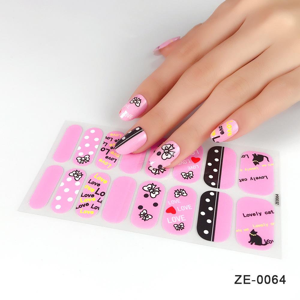ZE European American Style Waterproof No-Cure Gel Nail Wraps, Full Cover Blend Color Block Spring Summer Nail Stickers, Nail Patch Films