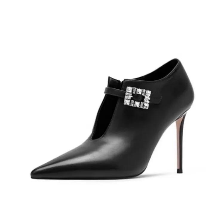 Мода Европейская Американская Мода Черные Женские Туфли на Высоком Каблуке Свадебное Платье Невесты Банкет Модная Вечеринка Сексуальные Туфли-Лодочки Размер 35-45